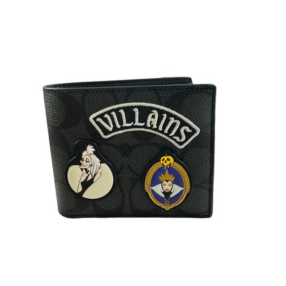 Disney X Coach VilliansWallet In Signature Canvas With Patches new